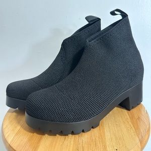 Charleston Shoe Co. Upper Monterey Black Stretch Fabric Ankle Boot